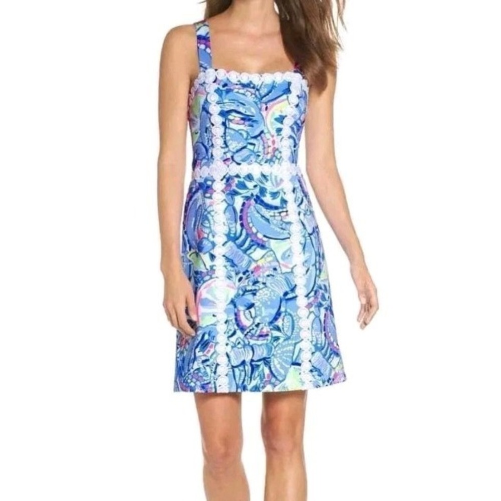 $168 Lilly Pulitzer Janelle Stretch Shift Dress Blue Peri Pinch Women's‎ Size 0